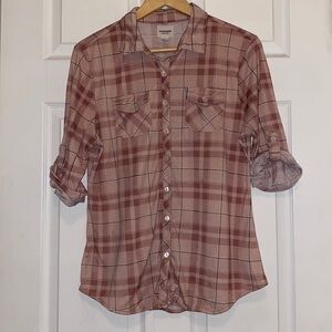 SWS Essentials Plaid Boyfriend Button Down